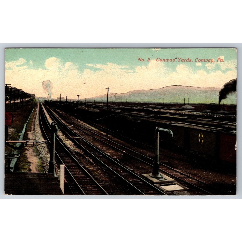 Conway Yards PA Postcard 1913 Railroad Train Tracks Industrial View PC 577